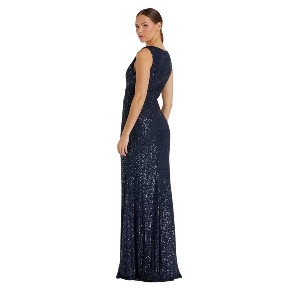 Mac Duggal 265597 Midnight Blue Sequins High Slit Maxi Size 14 $398 - Picture 3 of 8